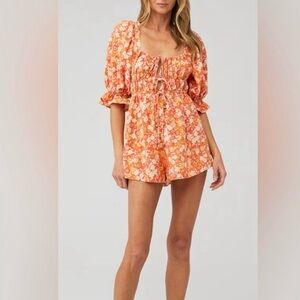 Free People Floral Orange Romper